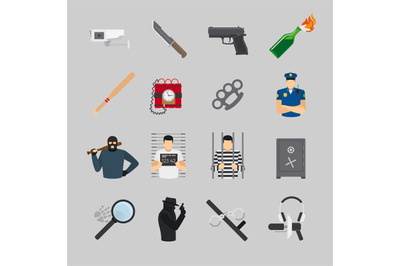 Crime flat icons