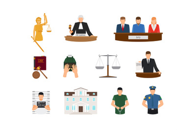 Law and Justice flat icons