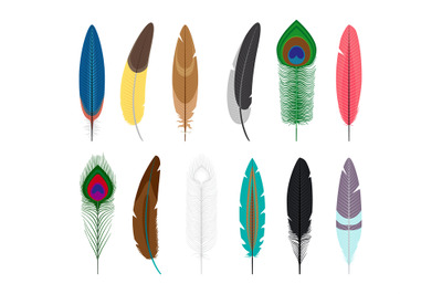 Colored feathers icons