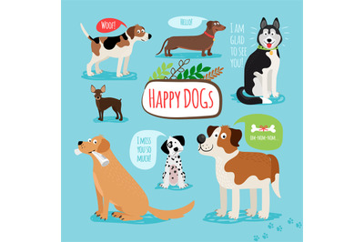 Vector cartoon dogs