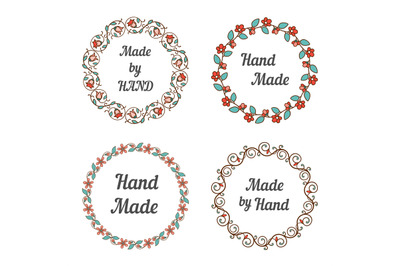 Handmade labels with wreaths