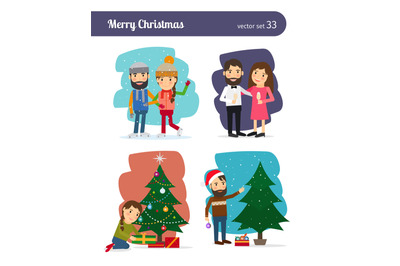 Merry Christmas Vector Characters