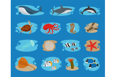 Sea animals icons