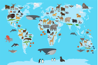 Animals world map