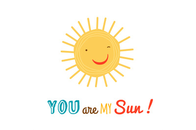 Funny happy sun character vector backgroound