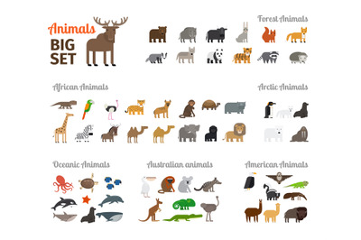 Animals in flat style