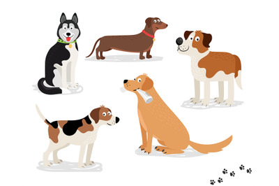 Happy dog vector characters on white background