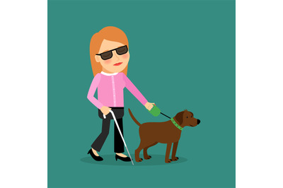 Blind woman with a guide dog