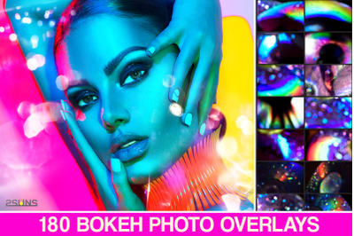 Neon photo overlays, bokeh overlays for photoshop