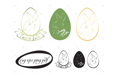 6 Easter bunny color and black bundle.