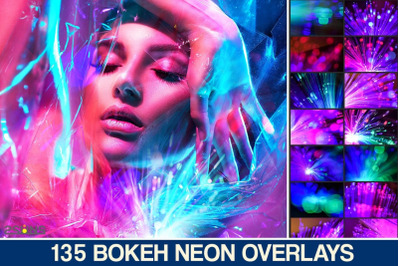 135 NEON BOKEH OVERLAYS, sparklers overlays holographic