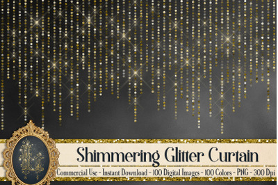 100 Shimmering Glitter Curtain Border Overlay Digital Images