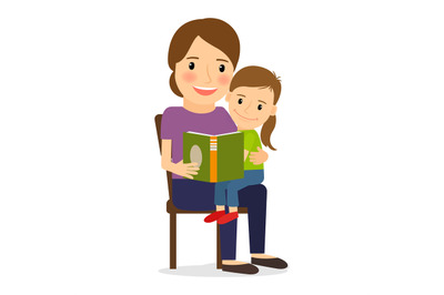 Mother and child reading book