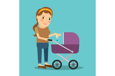 Mother with baby stroller