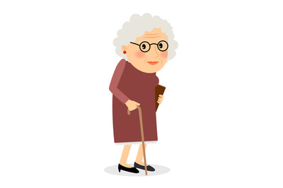 Old woman with cane