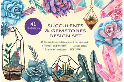 Succulents &amp; gemstones design set
