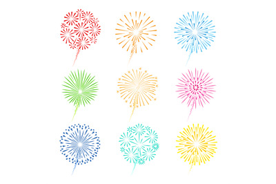 Festive fireworks icons