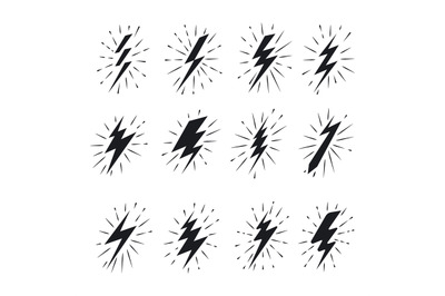 Vintage lightning bolt icons