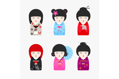 Japanese Kokeshi Dolls icons