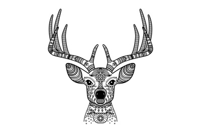 Deer head with floral ornament