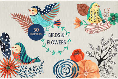 Birds &amp; flowers design set