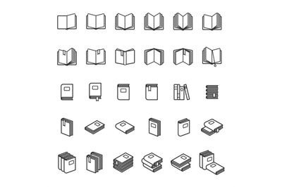 Book thin line icons