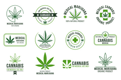 Cannabis label. Medical marijuana therapy&2C; legal hemp plant and drug p