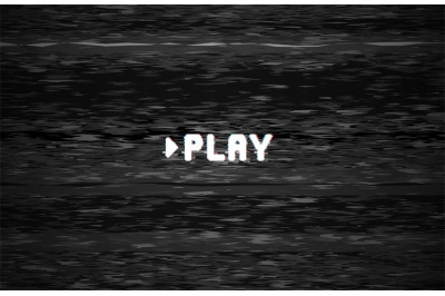 Play video screen. Tv noise glith, glitched television defect and retr