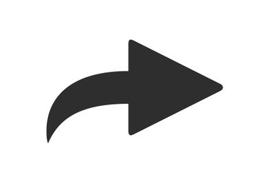 Forward icon. Forwarded email arrow, curved right pointer and share ic