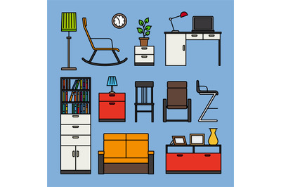 Furniture and home accessories icons