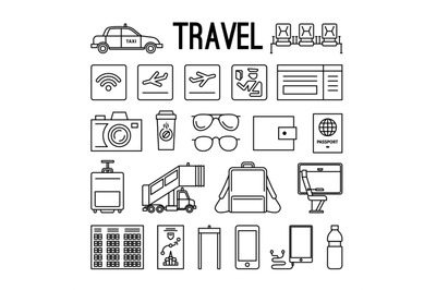 Travel line icons