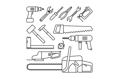 Tools thin line icons