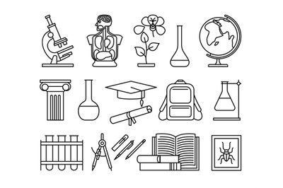 Science  and education thin line icons