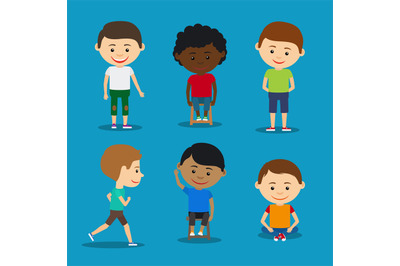 Funny kids boys vector illustration.