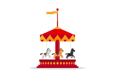 Kids carnival carousel in flat style.