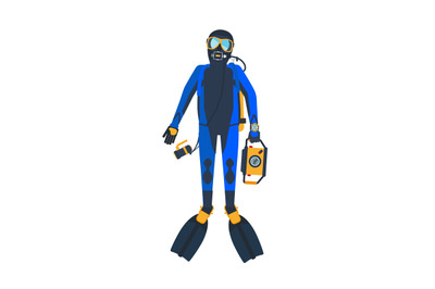 Scuba diver flat style illustration