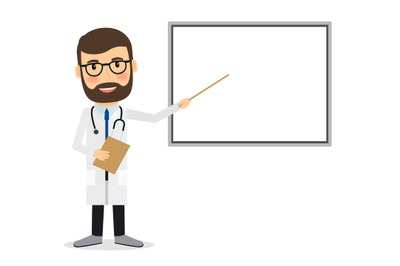 Doctor with whiteboard.