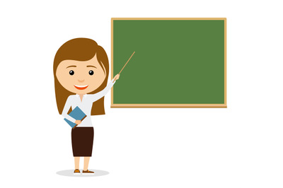 Female teacher on lesson at the chalkboard