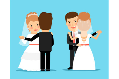 Bride and groom dance vector illustration