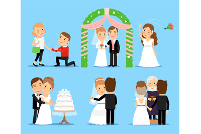 Wedding party vector characters