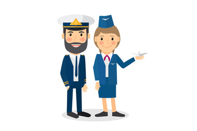 Pilot and stewardess vector characters