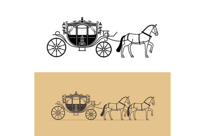 Carriage silhouette with horse