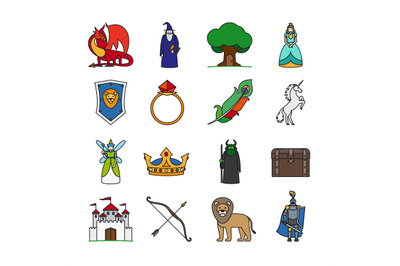 Fairy Tale Thin Line Icons