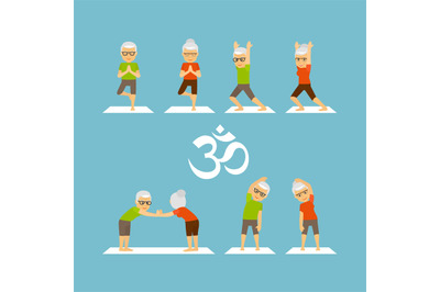 Old people yoga icons