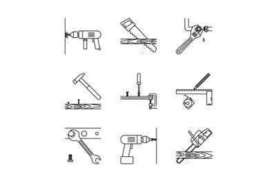 Home repair line icons