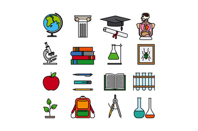 Education color line icons