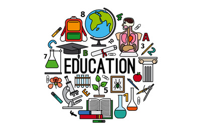 Education concept round label