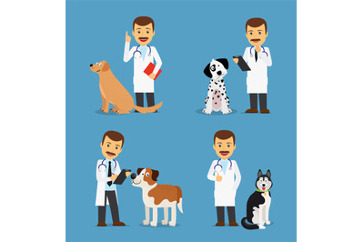 Veterinarian doctor with dogs