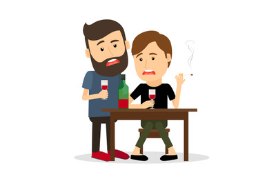 Drunk men at the table