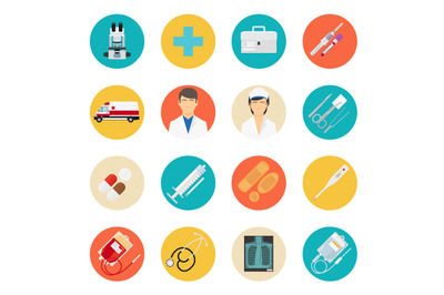 Medical tools and health care icons